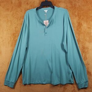 EBERJEY Sleepwear Mens XL Agave Green Pullover Henley Sleep Shirt Soft HENRY